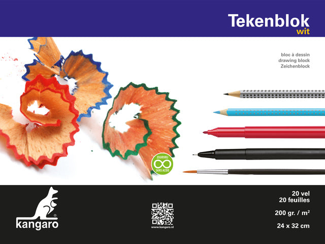 Tekenblok Kangaro 240x320mm 200 gram 20 vel, wit
