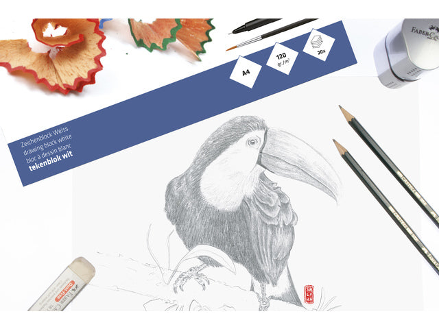 Tekenblok Kangaro 210x297mm 120 grams 20 vel, wit