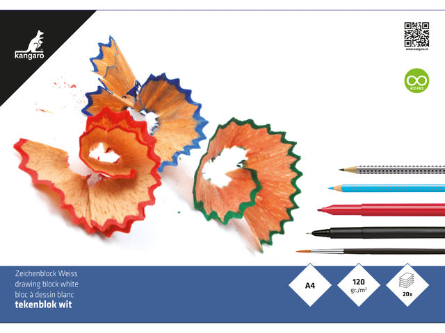 Tekenblok Kangaro 210x297mm 120 gram 20 vel, wit