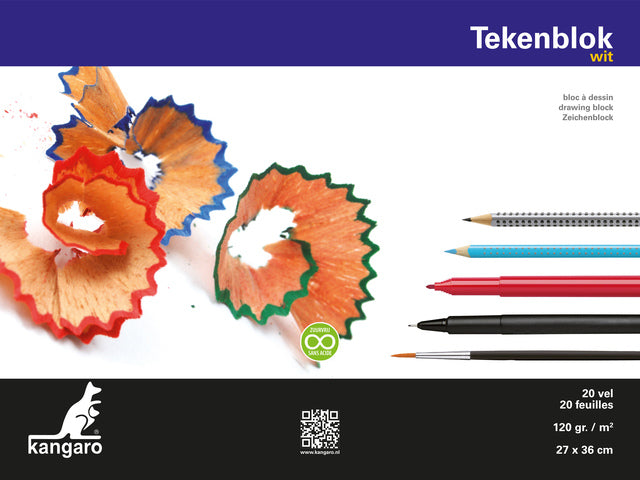 Tekenblok Kangaro 270x360mm 120 Gramm 20 Vel, weiß