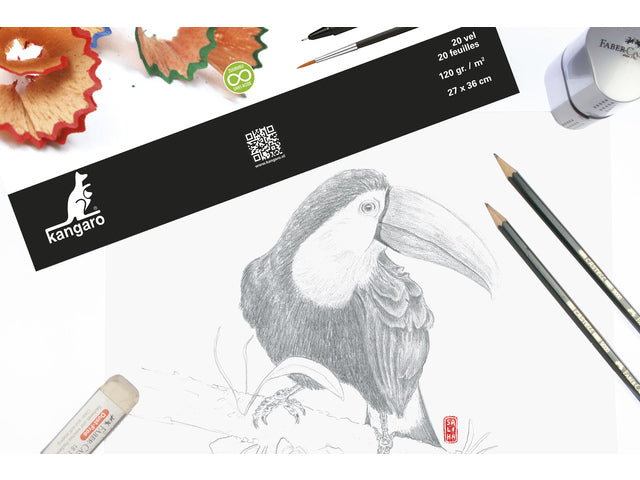 Tekenblok Kangaro 270x360mm 120 grams 20 vel, wit