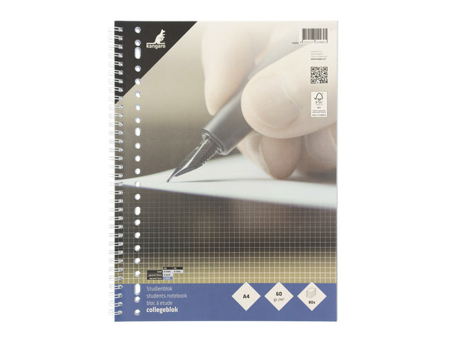 Collegeblok Kangaro A4 ruit 5mm 23-gaats 60 gram 80 blad