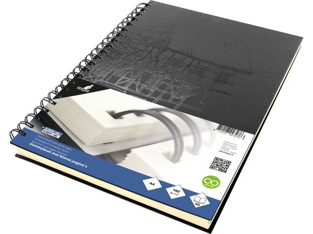Dummyboek Kangaro A4 Wire-o crème harde kaft 80 blad 140 gram zwart design