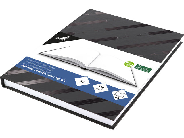 Dummyboek Kangaro A5 zwart hard dessin glanshoes 80 blad 140 gram blanco