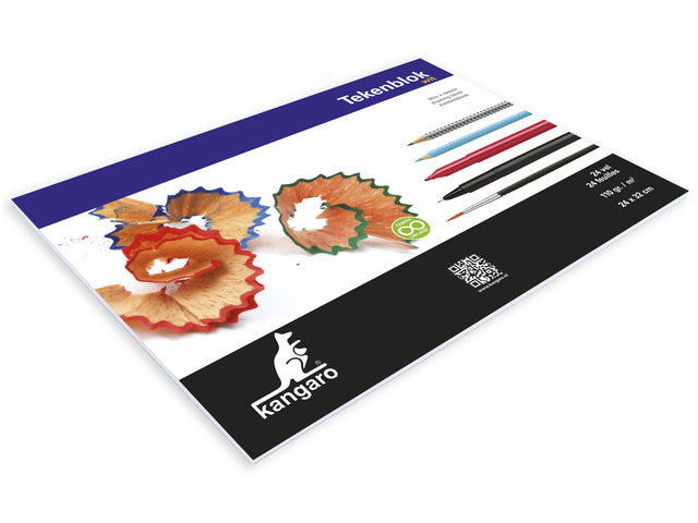 Tekenblok Kangaro A4+ (24x32cm) 110 Gramm 24 Vel weiß