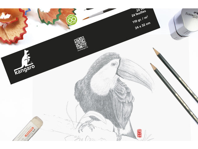Tekenblok Kangaro A4+ (24x32cm) 110 gram 24 vel wit