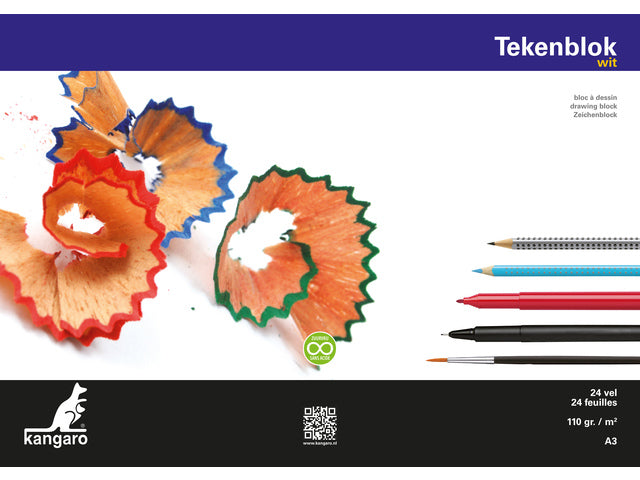 Tekenblok Kangaro A3 110 Gramm 24 Vel weiß