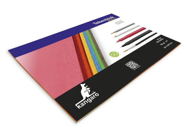 Tekenblok Kangaro A4+ (24x34,5cm) 110 Gramm 20 Vel sortiert