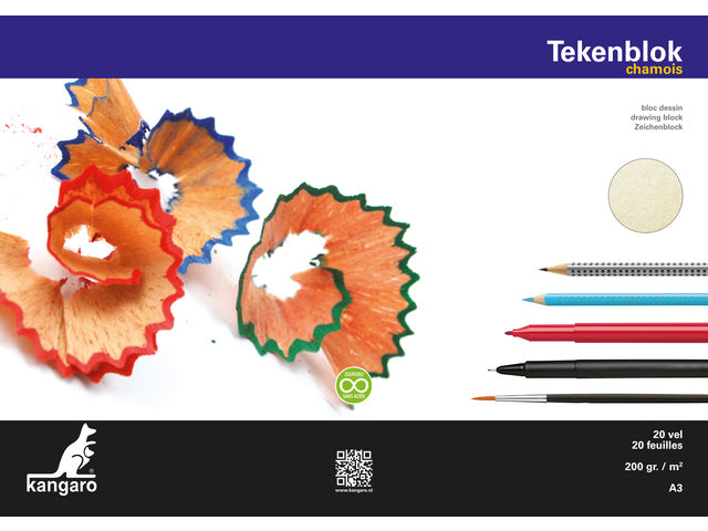 Tekenblok Kangaro A3 200 gram 20 vel zeem