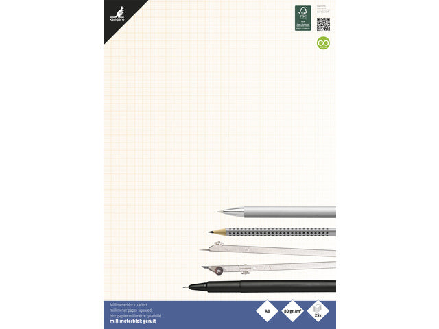 Millimeterblock Kangaro A3 Block mit 25 Vel