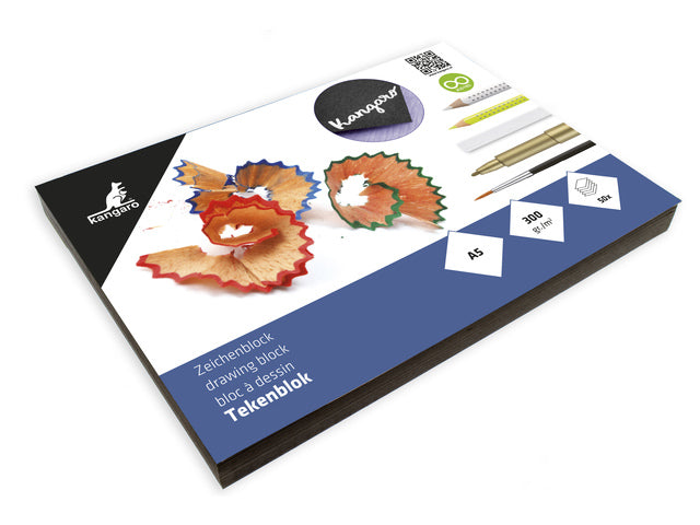 Tekenblok Kangaro A5 300 gram 50 vel zwart