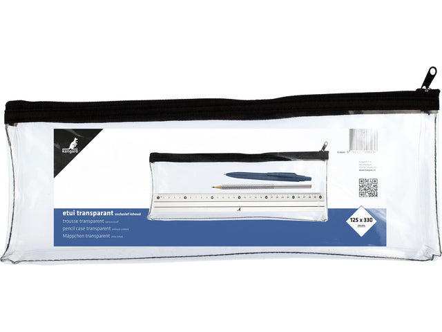 Etui Kangaro transparant 125x330mm zwarte rits
