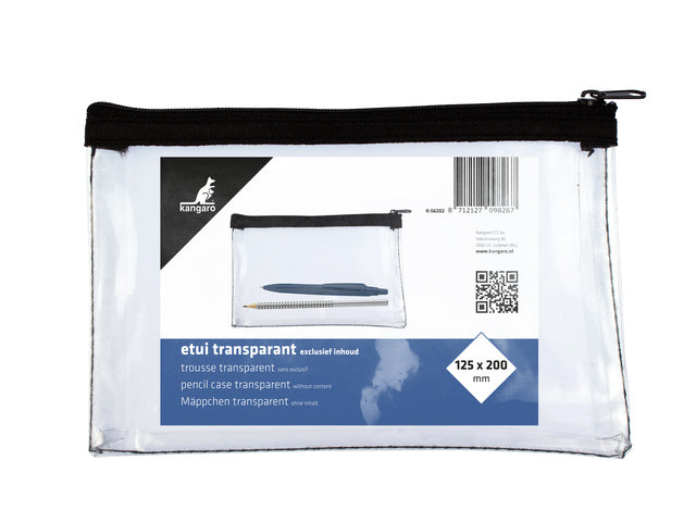Etui Kangaro transparant 125x200mm zwarte rits