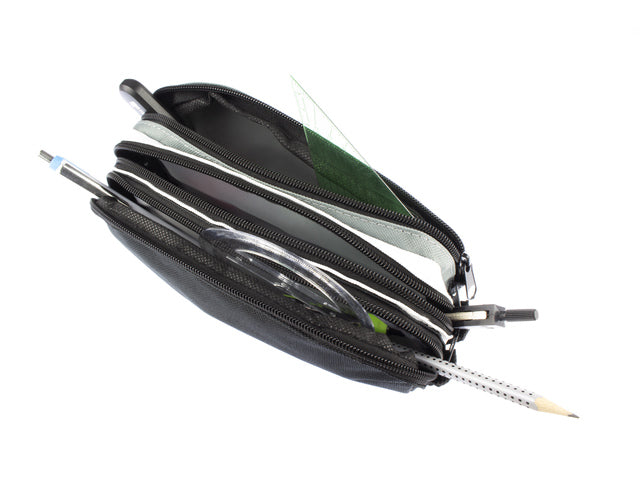 Etui Kangaro 3 vaks zwart/wit/grijs ca 25x9x11cm