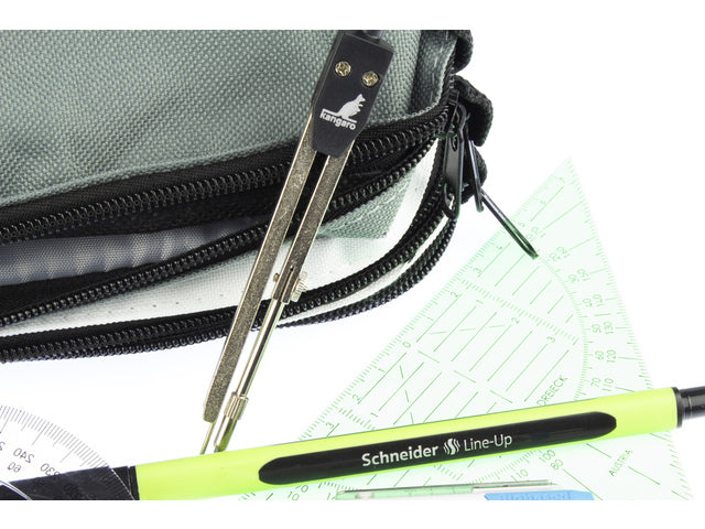 Etui Kangaro 3 vaks zwart/wit/grijs ca 25x9x11cm