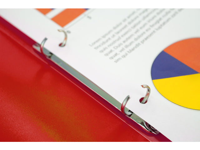 Ringband Kangaro 16 mm 2-ringen, A4 formaat. Vervaardigd van PP. Rood