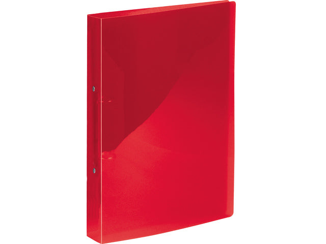 Ringband Kangaro 25 mm 2-ringen, A4 formaat. Vervaardigd van PP. Rood transparant