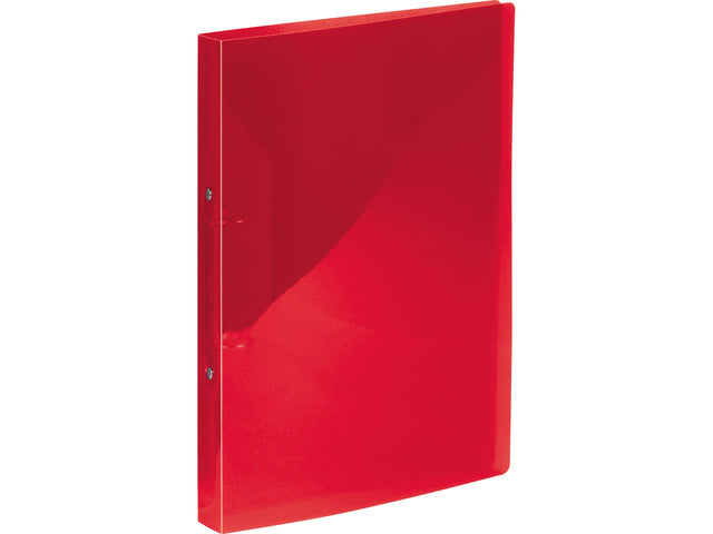 Ringband Kangaro 16 mm 2-ringen, A4 formaat. Vervaardigd van PP. Transparant rood