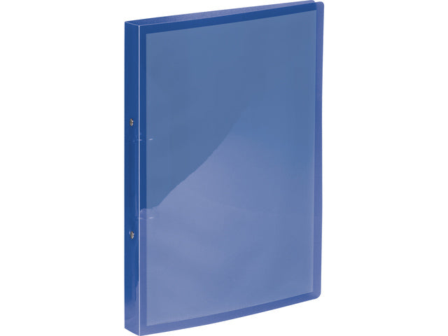 Presentatieringband Kangaro venster 16mm 2-ringen, A4 formaat. Vervaardigd van PP. Transparant blauw