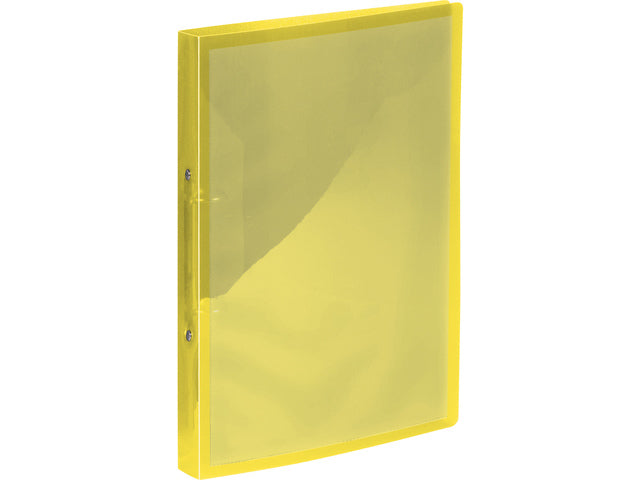 Presentatieringband Kangaro venster 16mm 2-ringen, A4 formaat. Vervaardigd van PP. Transparant geel