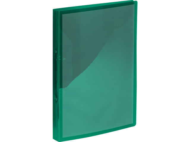 Presentatieringband Kangaro venster 16mm 2-ringen, A4 formaat. Vervaardigd van PP. Transparant groen