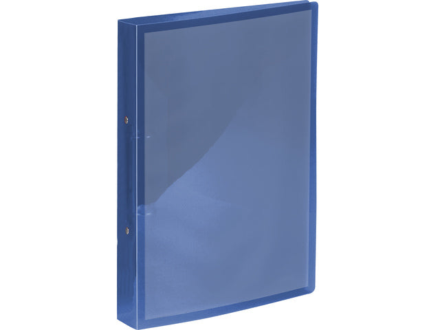 Presentatieringband Kangaro venster 25mm 2-rings, A4 formaat. Vervaardigd van PP. Transparant blauw