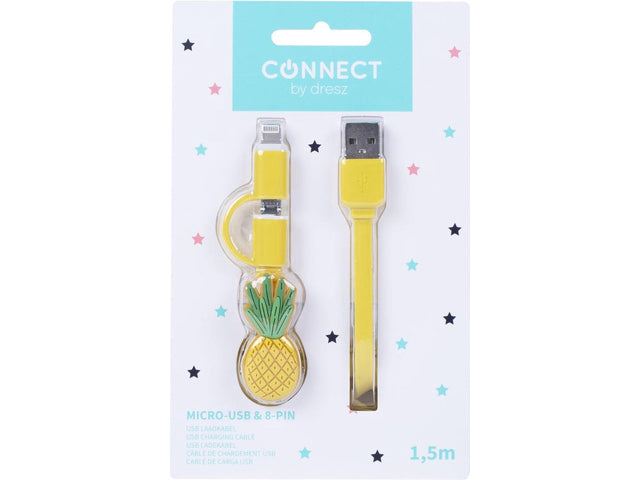 Oplaadkabel 2in1 micro USB & 8-pins Pineapple