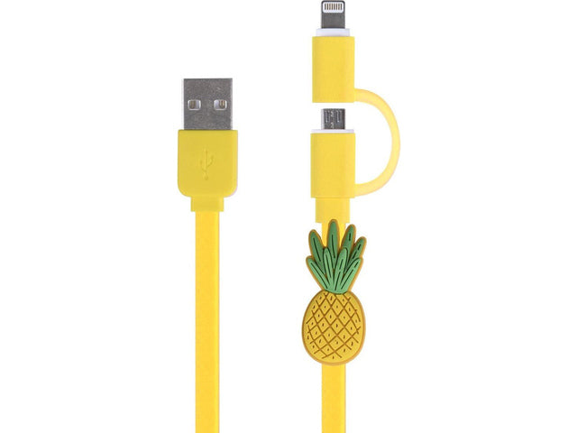 Oplaadkabel 2in1 micro USB & 8-pins Pineapple