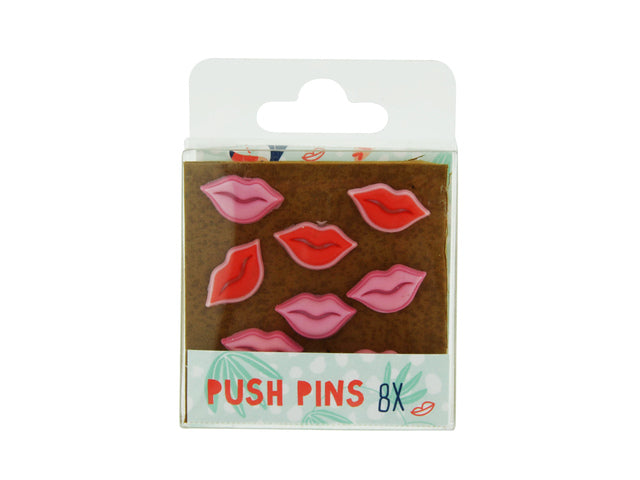 Pushpin Palms&Pizza Lippen. Setje van 8 stuks "push pins" in de vorm van lippen.