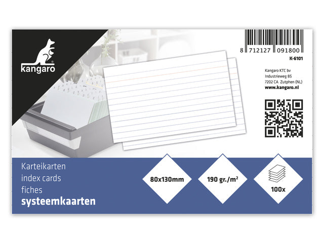 Systeemkaart Kangaro 80x130mm lijn 190 gram pak a 100 vel