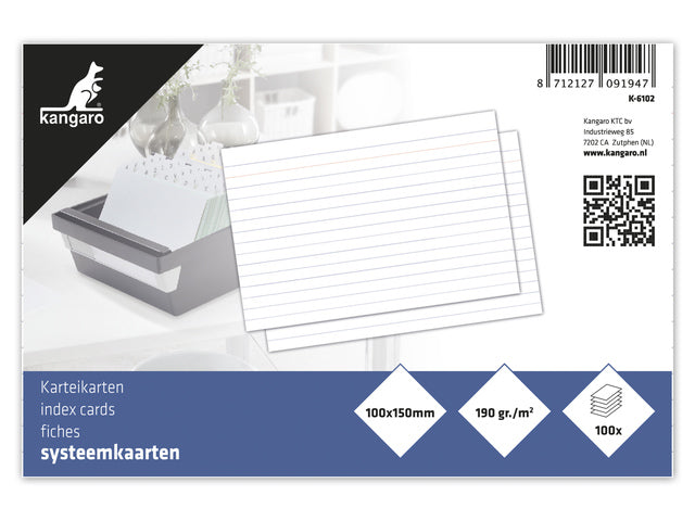 Systeemkaart Kangaro 100x150mm lijn 190 gram pak a 100 vel