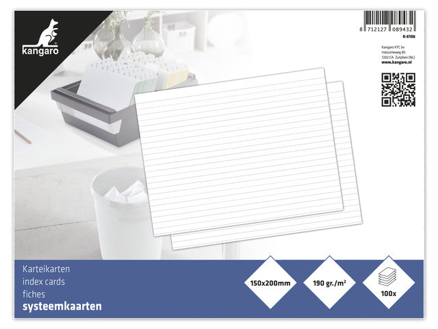 Systeemkaart Kangaro 150x200mm lijn 190 gram pak a 100 vel