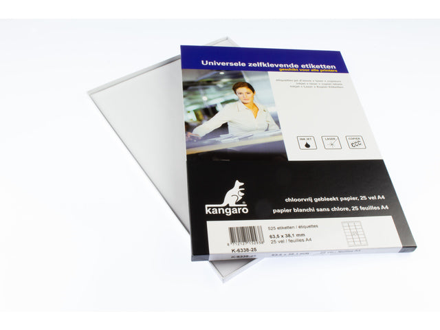 Etiket Kangaro ILK 63,5x38,1mm doos à 25 Vel 21 Etiketten pro A4 Vel