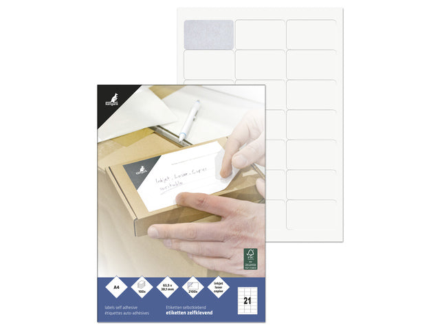 Etiket Kangaro ILK 63,5x38,1mm doos à 100 vel 21 etiketten per A4 vel