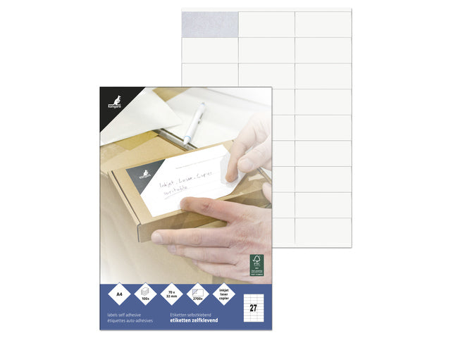 Etiket Kangaro ILK 70x32mm doos à 100 vel 27 etiketten per A4 vel