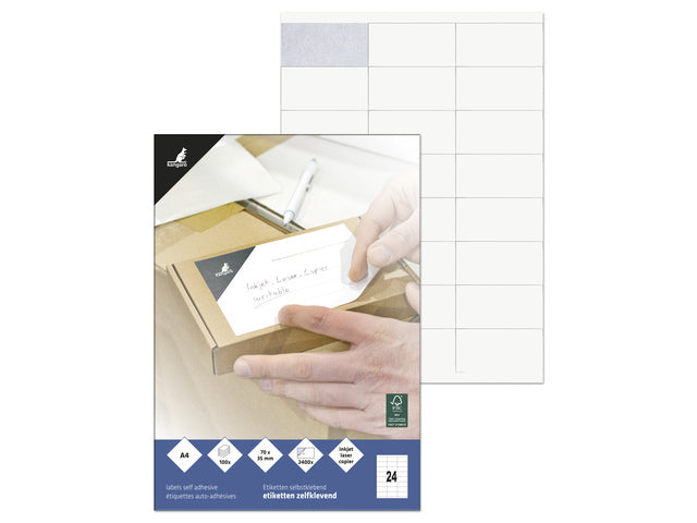 Etiket Kangaro ILK 70x35mm doos à 100 vel 24 etiketten per A4 vel