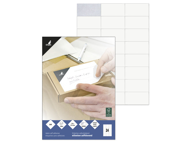 Etiket Kangaro ILK 70x37mm doos à 100 vel 24 etiketten per A4 vel