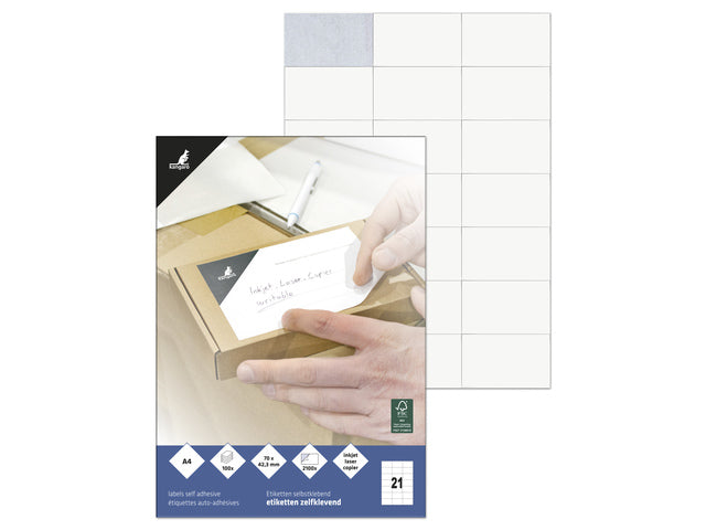 Etiket Kangaro ILK 70x42,3mm doos à 100 vel 21 etiketten per A4 vel