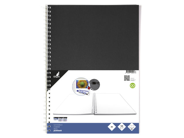 Plakboek Kangaro A3 120 grams 40 vel, voorkant zwart