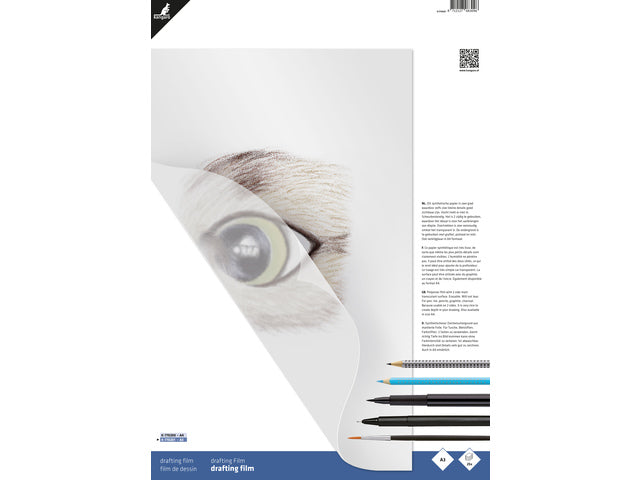 Tekenfolie Kangaro A3, 12 vel, 0,005" (0,127mm) 2 zijdig 100% polyester, mat