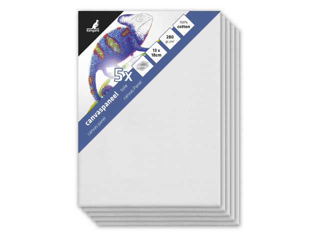 Canvaspaneel Kangaro 13x18 cm set 5 stuks 3mm plaat 280gr katoen 3x geprepareerd