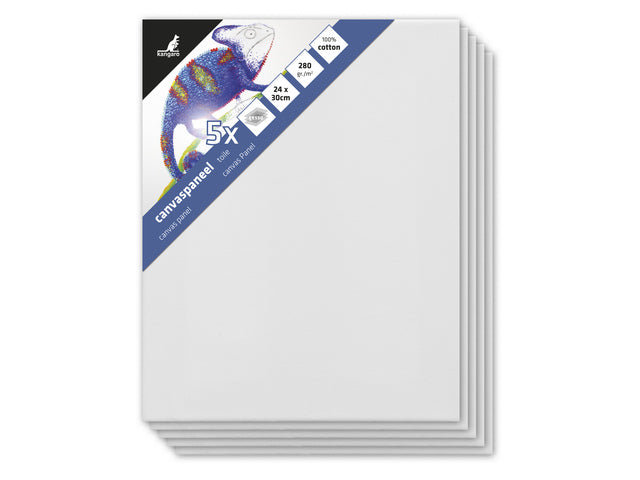 Canvaspaneel Kangaro 24x30 cm set 5 stuks 3mm plaat 280gr katoen 3x geprepareerd