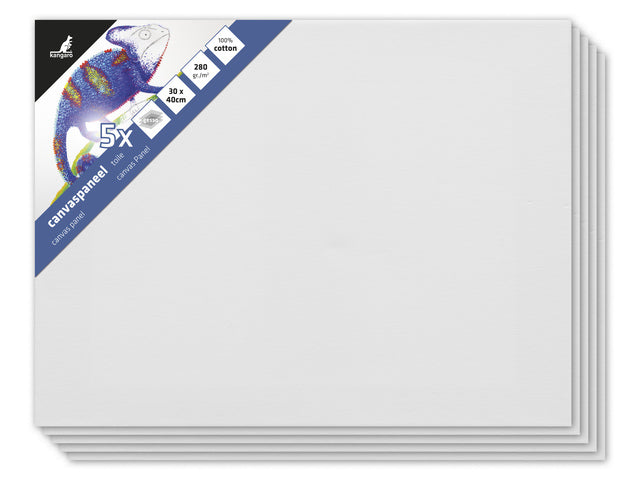 Canvaspaneel Kangaro 30x40 cm set 5 stuks 3mm plaat 280gr katoen 3x geprepareerd
