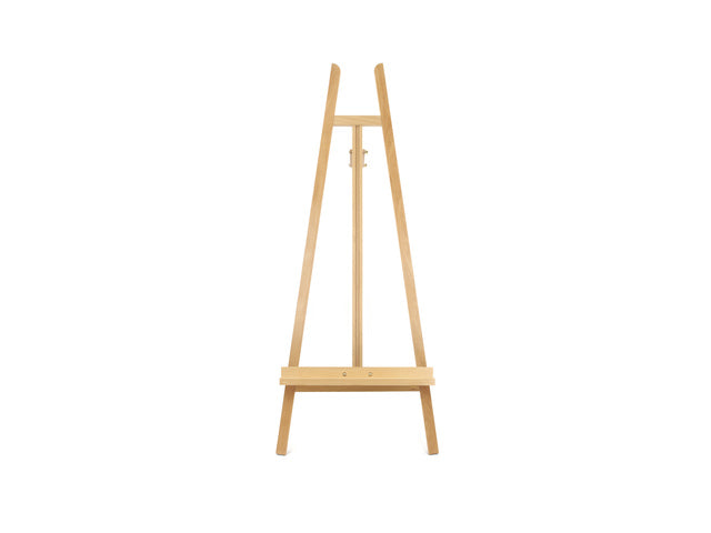 Atelier ezel Kangro voor doeken van 4,9 cm dik. Beukenhout. Dienblad 56x5cm. Ezel 61x151x90cm (b/h/d)