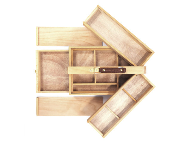 Multifunctionele gereedschapskist Kangaro 3 lagen, 4 laden beukenhout met handvat 23.5x13x34cm