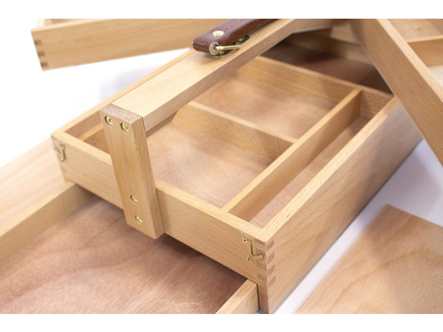 Multifunctionele gereedschapskist Kangaro 3 lagen, 4 laden beukenhout met handvat 23.5x13x34cm