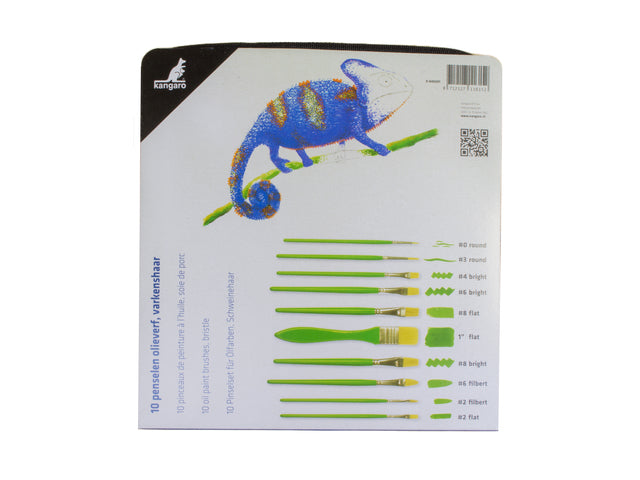 Penselen Kangaro olieverf set van 10stuks in etui