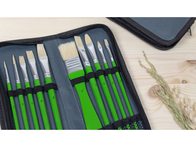 Penselen Kangaro olieverfset van 10stuks in etui