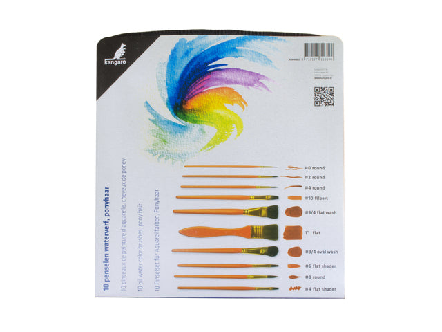 Penselen Kangaro waterverf set van 10stuks in etui