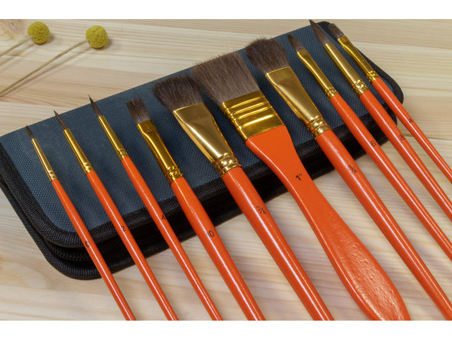 Penselen Kangaro aquarelset van 10 stuks in etui